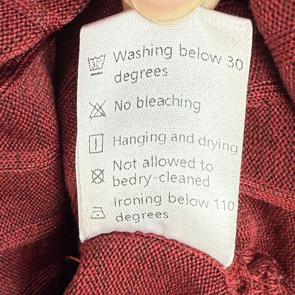 Women’s Red Ribbed Long Sleeve Tunic Top Size L Stretch Knit w/ Side Slits - Picture 13 of 16